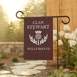 Personalized Scottish Clan Tartan Entry Garden Flag - Clan Welcomes Ye with Custom Surname