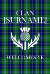 Personalized Scottish Clan Tartan Entry Garden Flag - Clan Welcomes Ye with Custom Surname