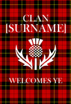 Personalized Scottish Clan Tartan Entry Garden Flag - Clan Welcomes Ye with Custom Surname