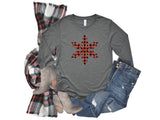 Buffalo Plaid Snowflake Long Sleeve Tee