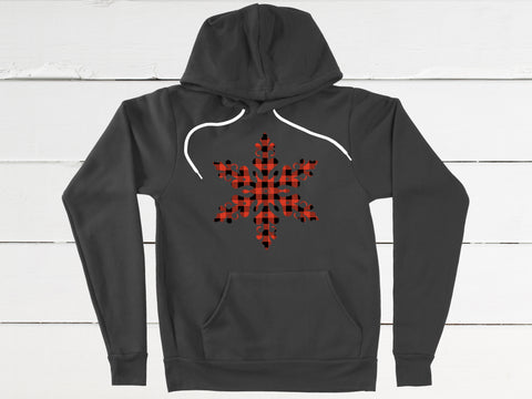 Buffalo Plaid Snowflake Hooded Sweatshirt