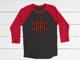 Buffalo Plaid Snowflake Baseball Tee