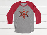 Buffalo Plaid Snowflake Baseball Tee