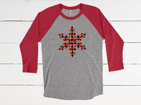 Buffalo Plaid Snowflake Baseball Tee